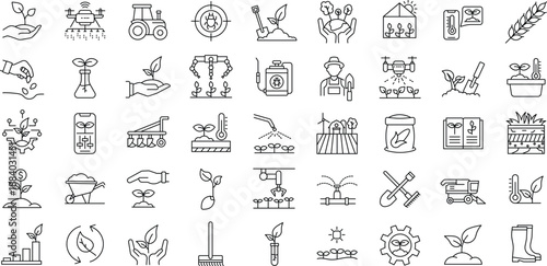 Set of outline icons. Linear icon collection. Editable stroke. Vector illustration