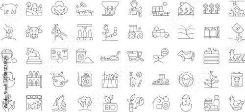 Set of outline icons. Linear icon collection. Editable stroke. Vector illustration