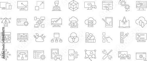Set of outline icons. Linear icon collection. Editable stroke. Vector illustration