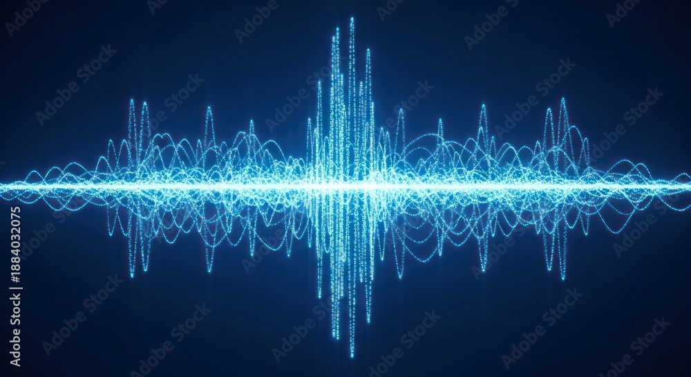Obraz premium Abstract glowing sound wave visualization on dark background