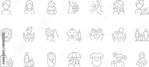 Set of outline icons. Linear icon collection. Editable stroke. Vector illustration