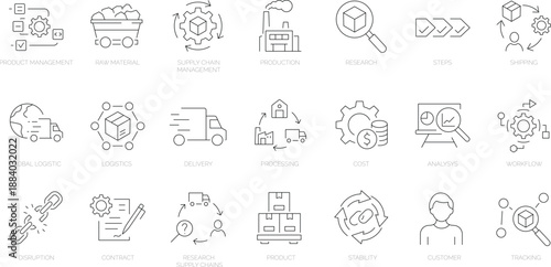 Set of outline icons. Linear icon collection. Editable stroke. Vector illustration