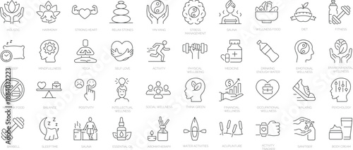 Set of outline icons. Linear icon collection. Editable stroke. Vector illustration
