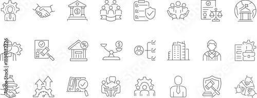 Set of outline icons. Linear icon collection. Editable stroke. Vector illustration