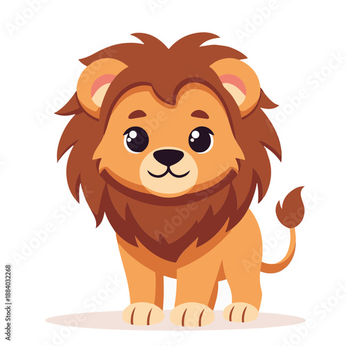 baby cute lion , flat design , vector illustration, isolated on white transparent background