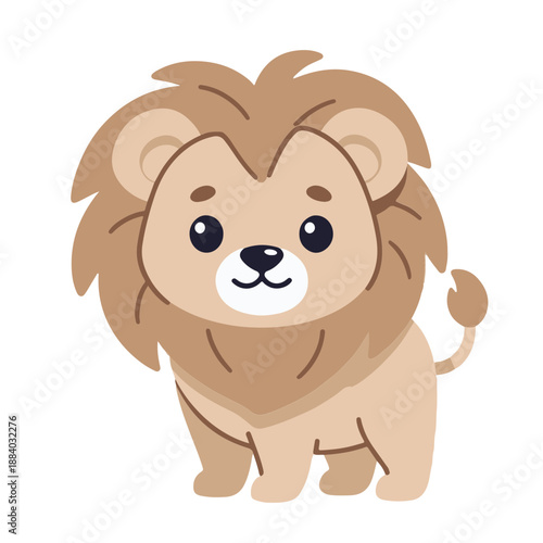 baby cute lion , flat design , vector illustration, isolated on white transparent background