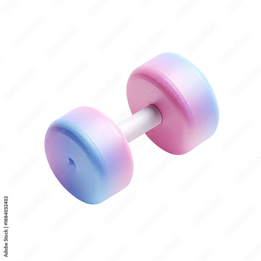 Obraz premium Three-dimensional, pastel-colored barbell illustration on a black background, centered
