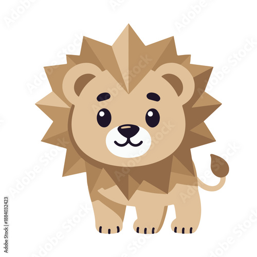 baby cute lion , flat design , vector illustration, isolated on white transparent background