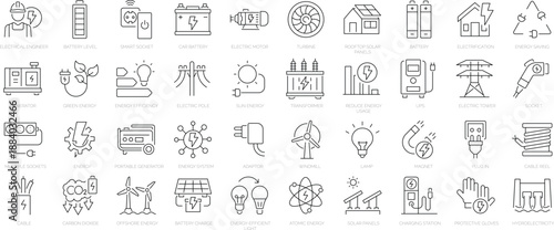 Set of outline icons. Linear icon collection. Editable stroke. Vector illustration