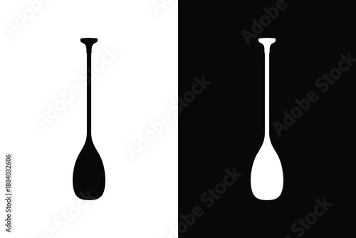 Paddle for stand up paddleboarding sup or kayak, black and white silhouette icon