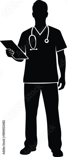 doctor silhouette on white background