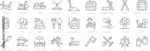 Set of outline icons. Linear icon collection. Editable stroke. Vector illustration