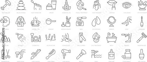 Set of outline icons. Linear icon collection. Editable stroke. Vector illustration