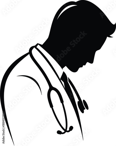 doctor silhouette on white background