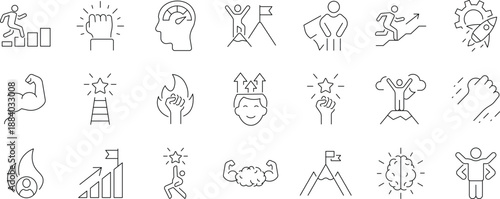 Set of outline icons. Linear icon collection. Editable stroke. Vector illustration