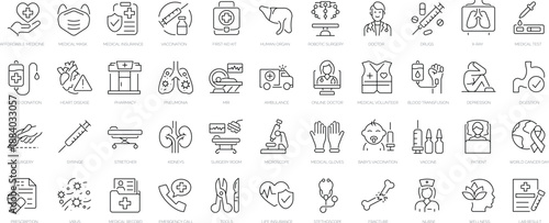 Set of outline icons. Linear icon collection. Editable stroke. Vector illustration