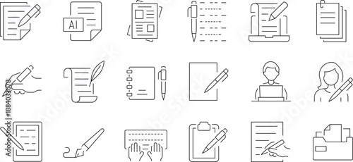 Set of outline icons. Linear icon collection. Editable stroke. Vector illustration