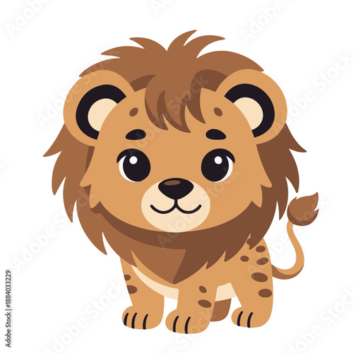 baby cute lion , flat design , vector illustration, isolated on white transparent background