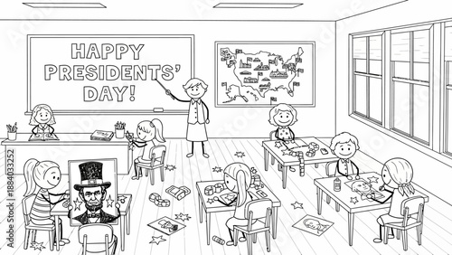 Presidents Day Classroom Celebration with Kids and Teacher