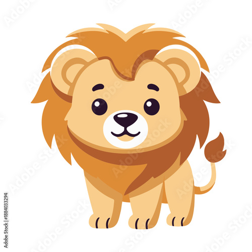 baby cute lion , flat design , vector illustration, isolated on white transparent background