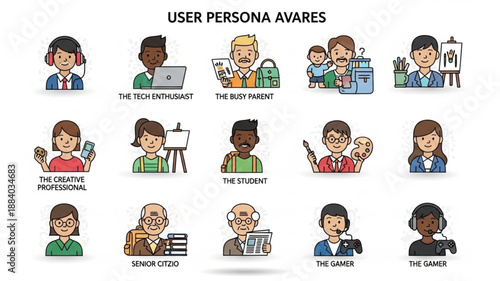 Diverse User Personas Representing Different Professions and Roles.