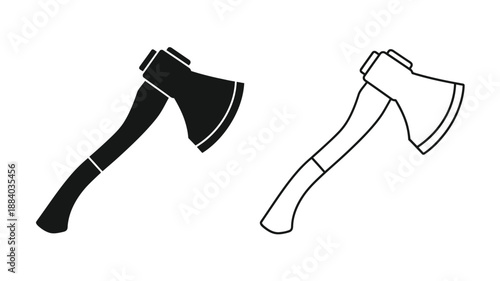 an illustration showcasing a black and white outline of an axe tool