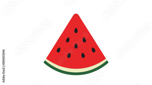 a simple graphic illustration of a juicy watermelon slice with green rind