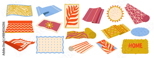 Cozy floor carpets. Decorative patterned mats