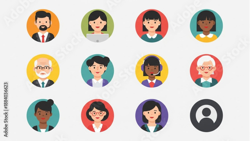 Diverse Group of People Avatars Representing Different Individuals.