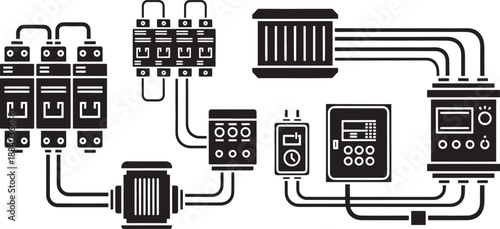 Black sketched electrical components and wiring diagram on white background circuit schematic 4