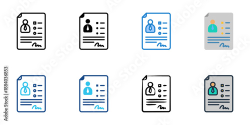 Employee profile icons set multiple style collection. Editable stroke 
