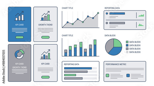Business analytics dashboard with charts and performance metrics  