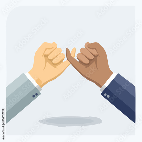 Diverse hands clasping in solidarity, illustration of unity and cooperation between individuals from different backgrounds
