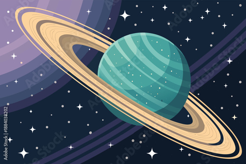 Planet Rings Over Starfield Ill