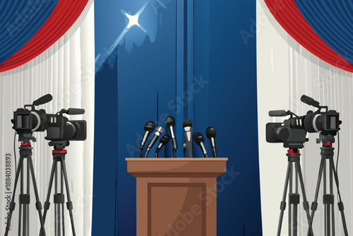 Press Conference Microphones Cameras