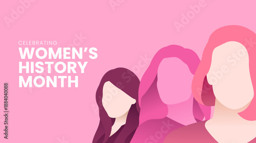 Women's History Month celebration banner. Concept design for Women's History in March. Vector illustration
