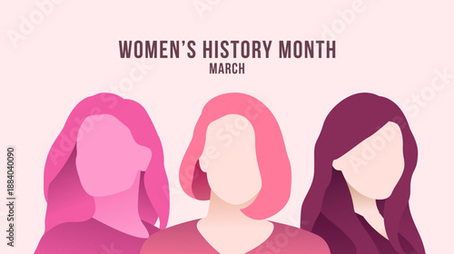 Women's History Month celebration banner. Concept design for Women's History in March. Vector illustration