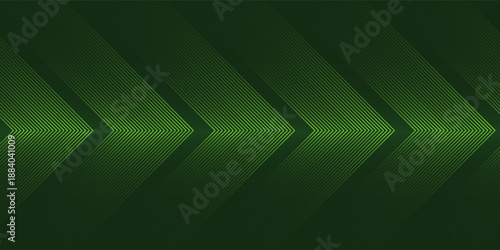 Futuristic green arrow pattern with glowing lines on a dark background, creating a sense of motion and direction.