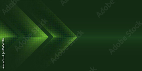 Futuristic green arrow pattern with glowing lines on a dark background, creating a sense of motion and direction.
