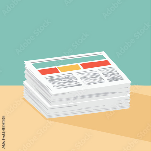 A neatly organized stack of daily newspapers or printed documents ready for distribution and consumption, representing communication and information flow