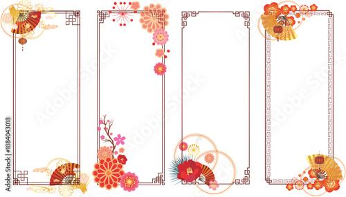 中華風フレーム飾り枠背景