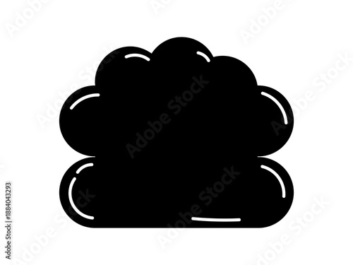 Black cloud icon in a simple flat silhouette style