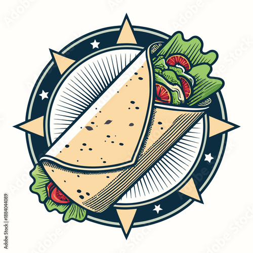 Old School Burrito Wrap Emblem Vintage Emblem Foo