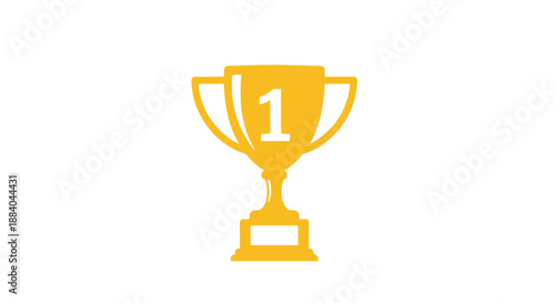 A golden trophy with the number one prominently displayed on its front