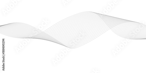 Abstract White and Grey Wave Line Art Background with Smooth Curves, Transparent Layers and Modern Futuristic Technology Motion Design