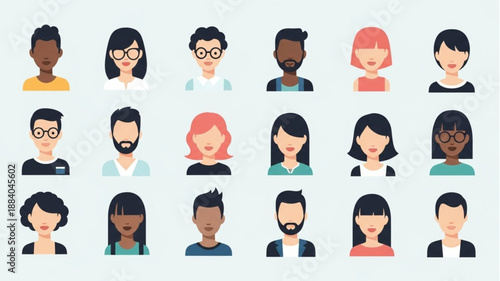 Diverse Group of People Avatars Representing Different Individuals.