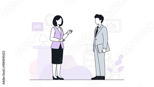 HR Manager Interviewing Candidate in Office - Business Meeting Illustration
