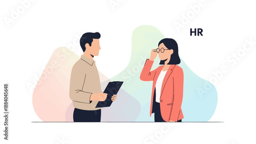 HR Manager Interviewing Candidate with Clipboard