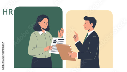 HR Manager Interviews Candidate Holding Resume, Career Opportunity