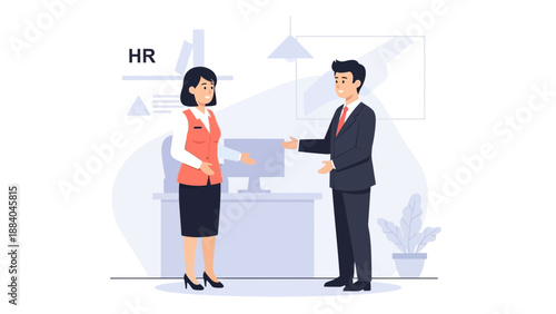 HR Professional Shaking Hands with Applicant in Office